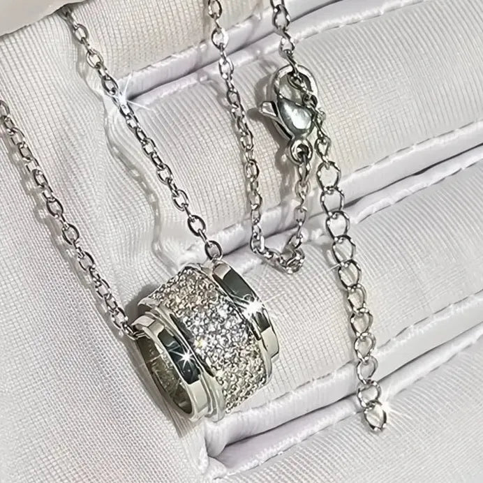 Rotatable Cubic Zirconia Bead Pendant Necklace for Women Wedding Party