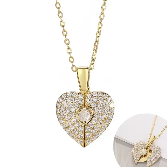 Romantic Heart Pendant Necklace with Bright CZ for Women Wedding Jewelry