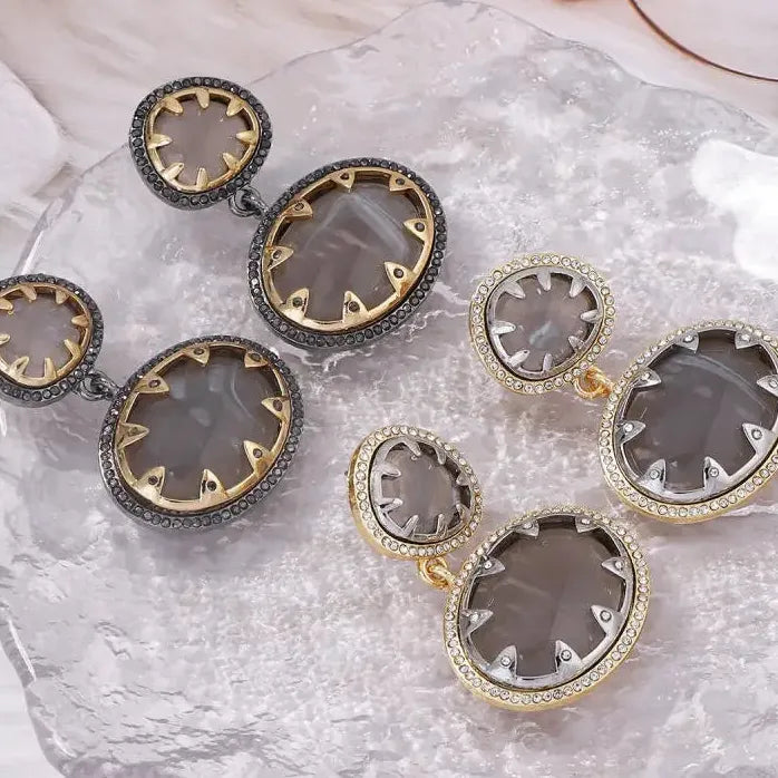 Vintage Geometric Double-Layer Round Drop Earrings for Women Stylish Jewelry