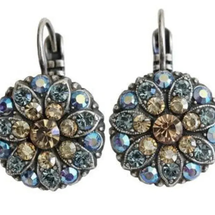 Vintage Rhinestone Pearl Drop Round Flower Earrings Women Bohemian Jewelry Gifts