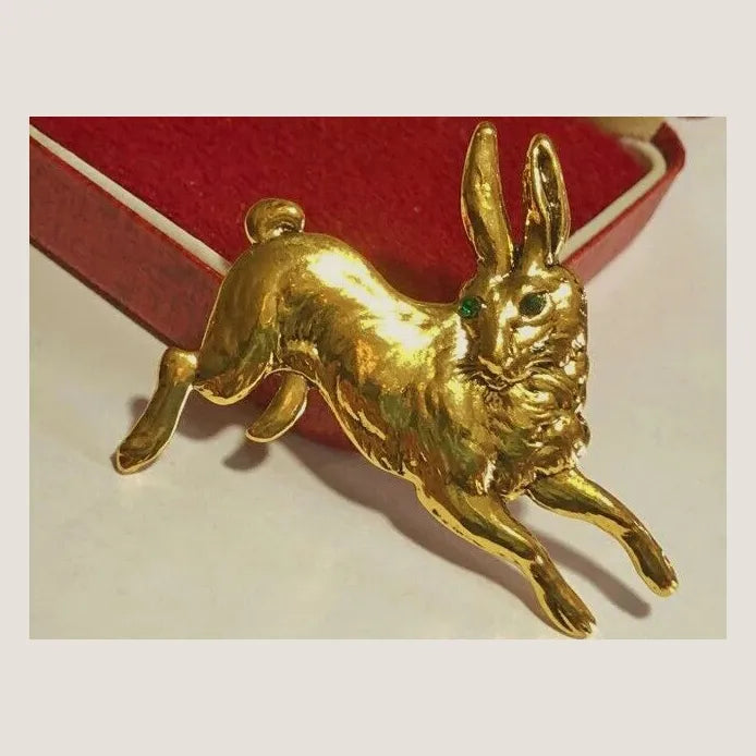 Vintage Art Deco Rabbit Brooch Pin Small Enamel Animal Jewelry Gift