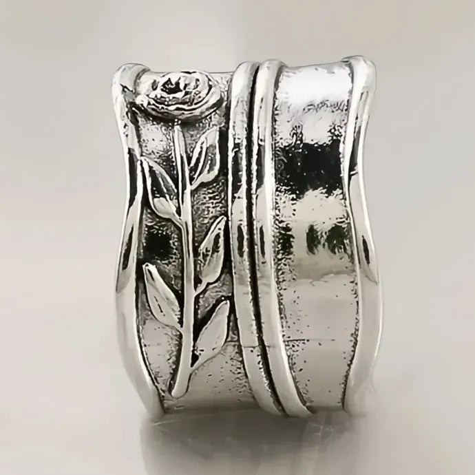 Vintage Irregular Rose Zinc Alloy Ring for Women Party Anniversary Gift Jewelry