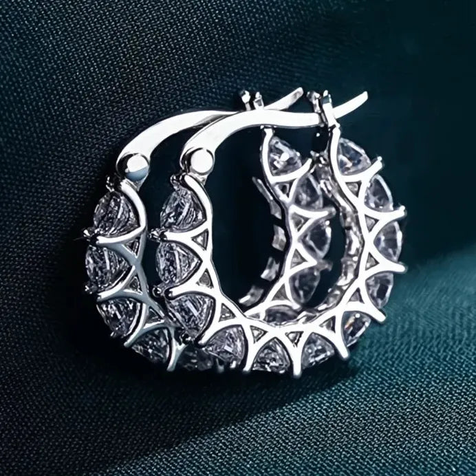 Women’s Geometric Hoop Earrings with Cubic Zirconia for Daily & Wedding