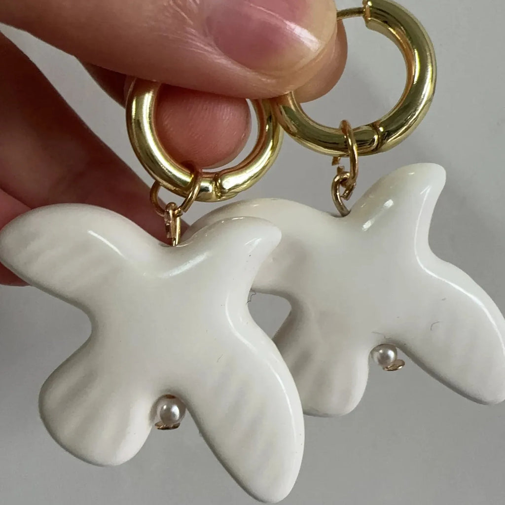 Peace Dove Geometric Round Hoop Earrings Zinc Alloy Jewelry Gift