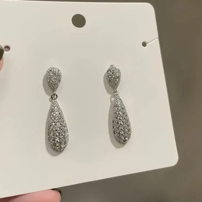 Waterdrop Silver Geometric Dangle Earrings Dainty Wedding Jewelry Women