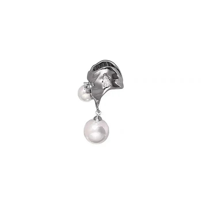 Vintage Pearl Zircon Geometric Clip-On Ear Cuffs Earrings for Women Stylish
