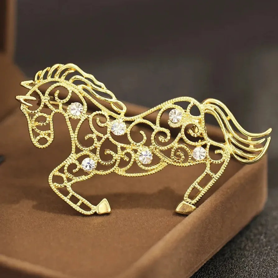 Luxury Vintage Horse Year Warhorse Unicorn Brooch for Men and Women