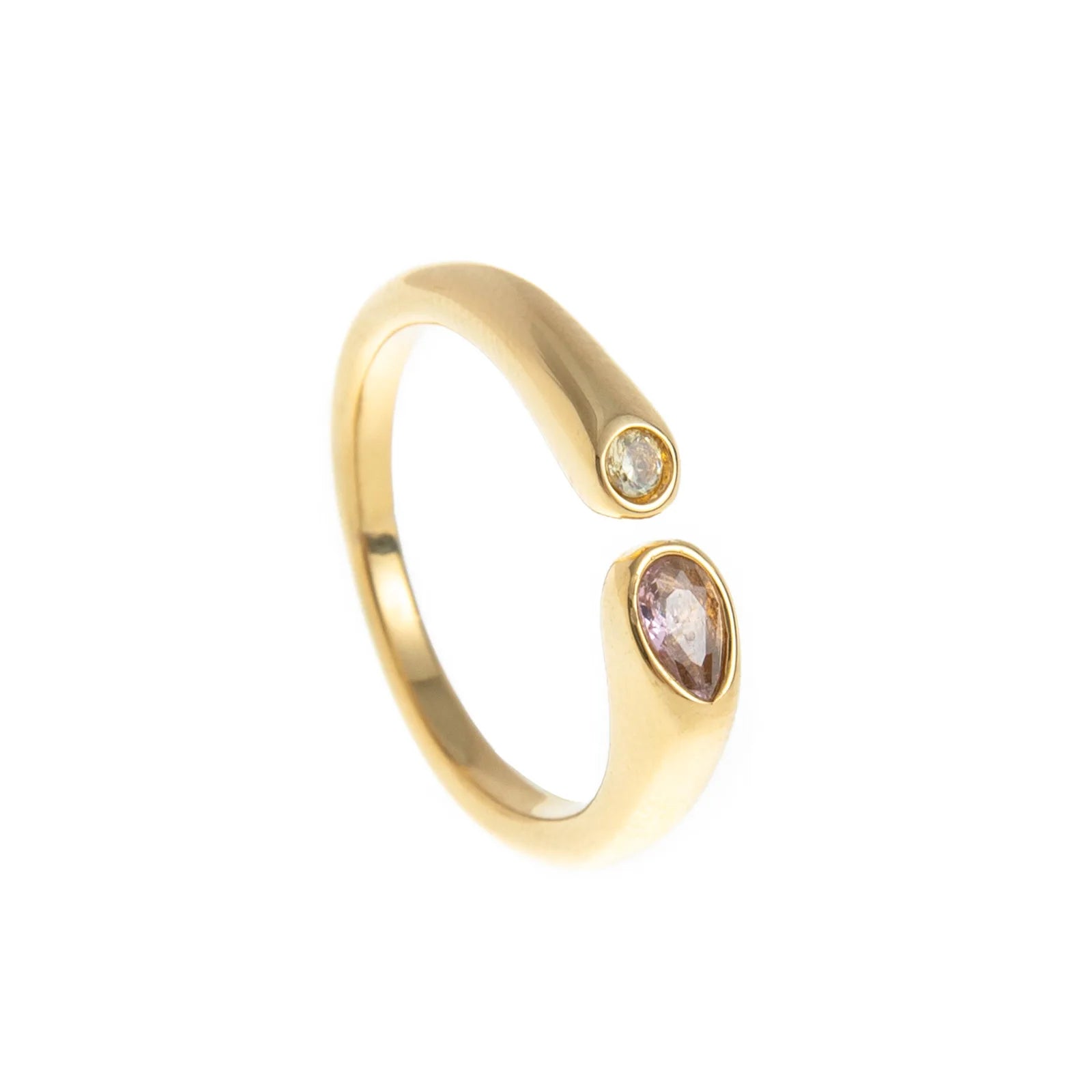 18k Gold Plated Stainless Steel 12 Month Birthstone Water Droplet Zircon Ring