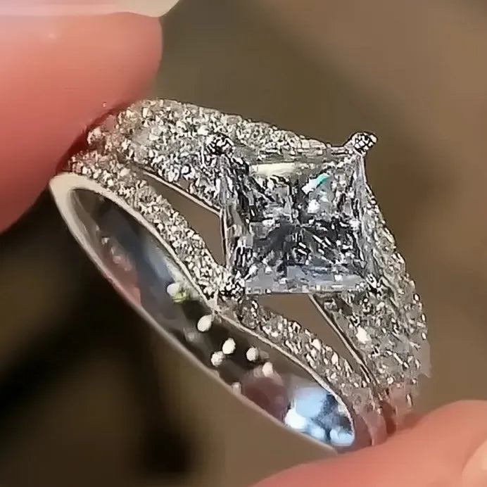 Elegant Geometric Cubic Zirconia Rings for Women Wedding Party Jewelry