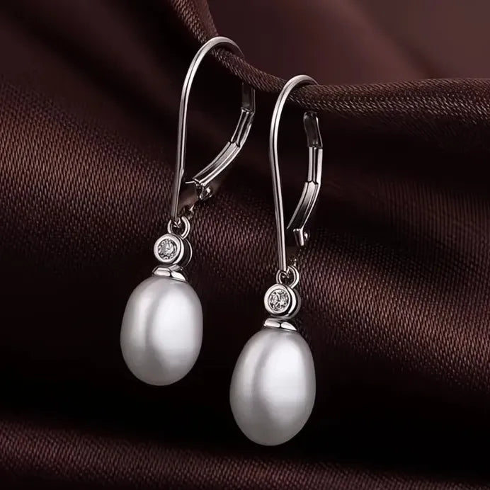 Elegant Oval Imitation Pearl Drop Earrings for Women Wedding Bridal Jewelry