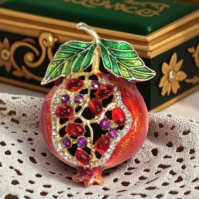 Luxury Pomegranate Fruit Openwork Brooch Pin for Women Elegant Style