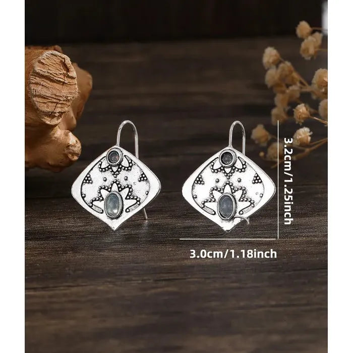 Retro Geometric Bohemian Zinc Alloy Drop Earrings for Women Daily Wear