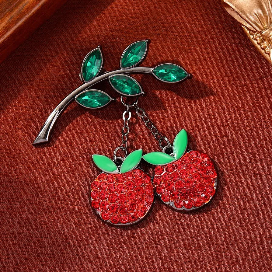 Classic Cherry Fruit Brooch for Men and Women Elegant Gift Accessory