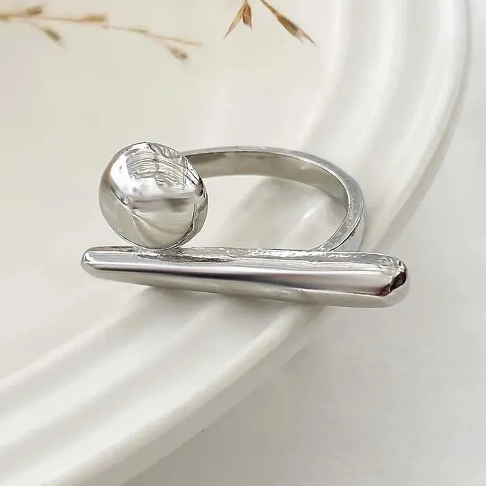 Adjustable Geometric Ball Open Ring Punk Couple Jewelry Fashion Accessory