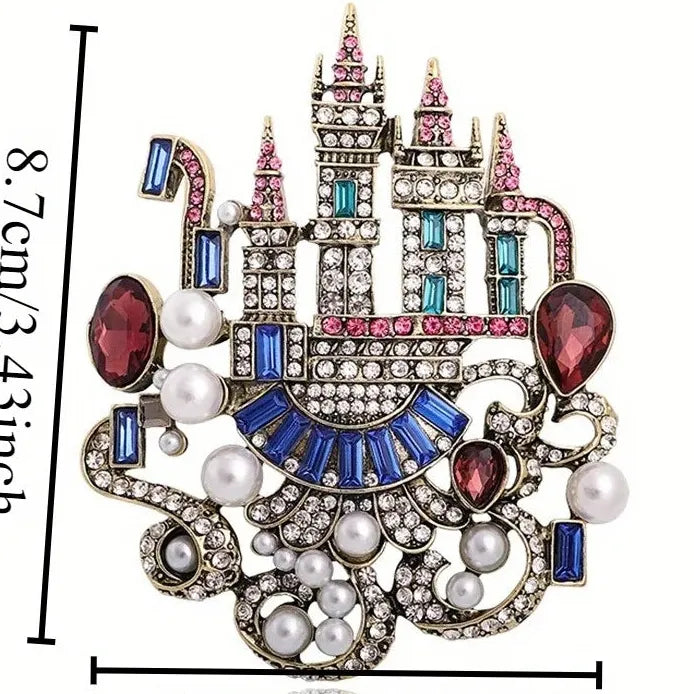 Classic Castle Brooch Pin Elegant Wedding Gift for Men and Women