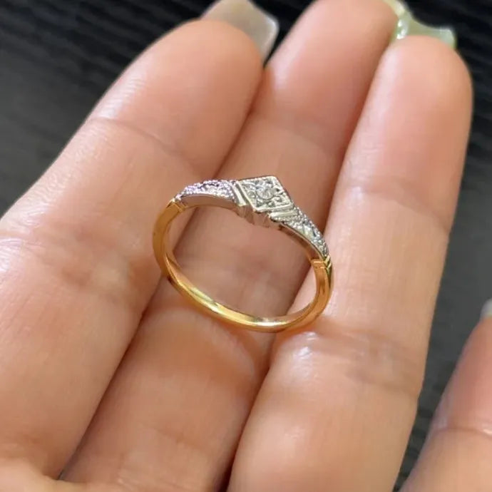 Elegant Women's Wedding Ring Zinc Alloy Two-Color Fashion Jewelry Gift