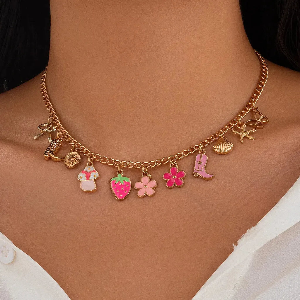 14K Gold Shell Cross Pendant Necklace for Women Boho Beach Charm