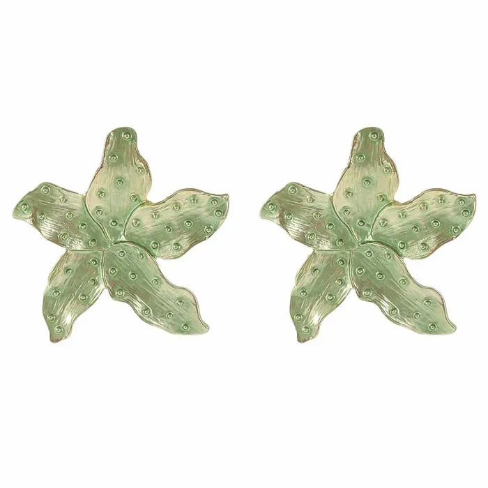 Colorful Exaggerated Flower Drop Earrings Zinc Alloy Petal Starfish Gift