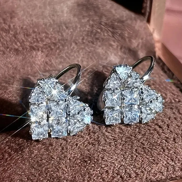 Heart Shaped Women’s Drop Earrings Shining CZ Romantic Wedding Jewelry