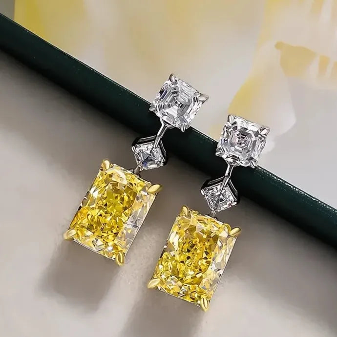 Yellow Cubic Zirconia Geometric Copper Alloy Dangle Earrings for Women