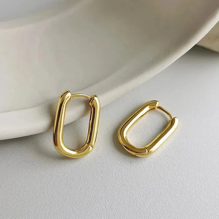 Retro Geometric Zirconia Drop Earrings Zinc Alloy Gold Silver Women