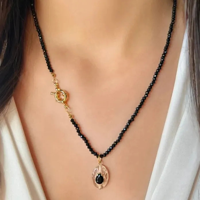 2026 Handmade Stainless Steel Natural Stone Pendant Necklace Colored Beads