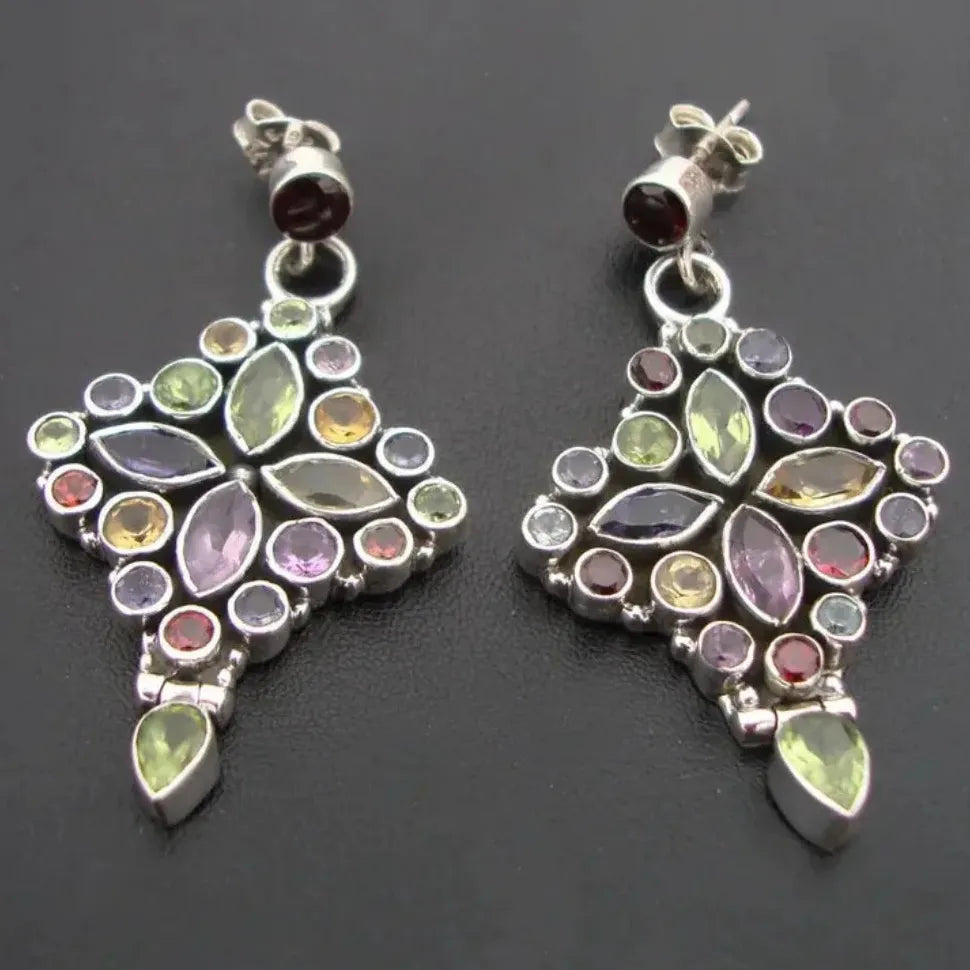 Bohemian Zinc Alloy Sunflower Earrings Multicolor Diamond Party Gifts