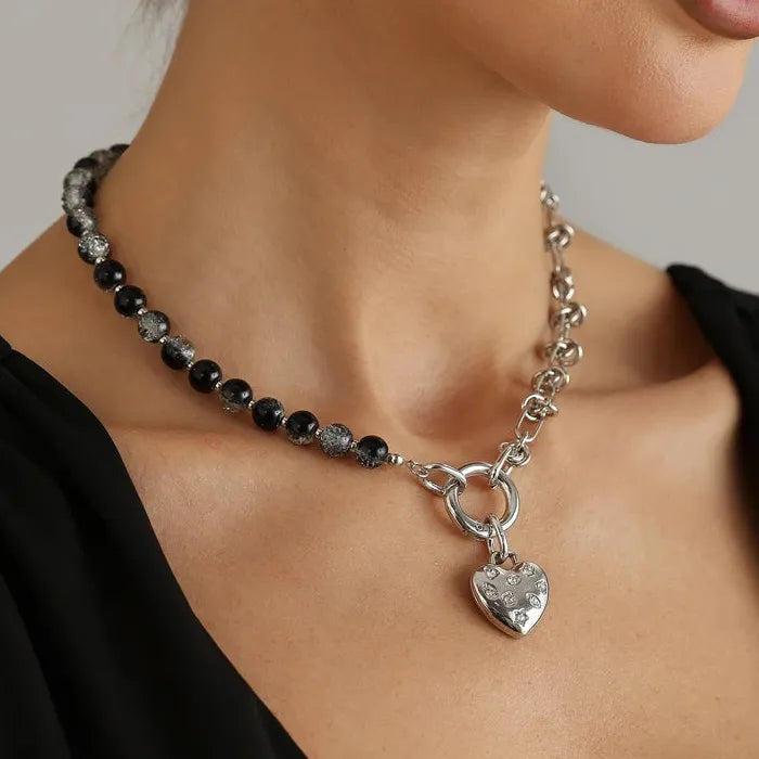 Thorn Heart Necklace Bracelet Earrings Set for Women Zinc Alloy Jewelry