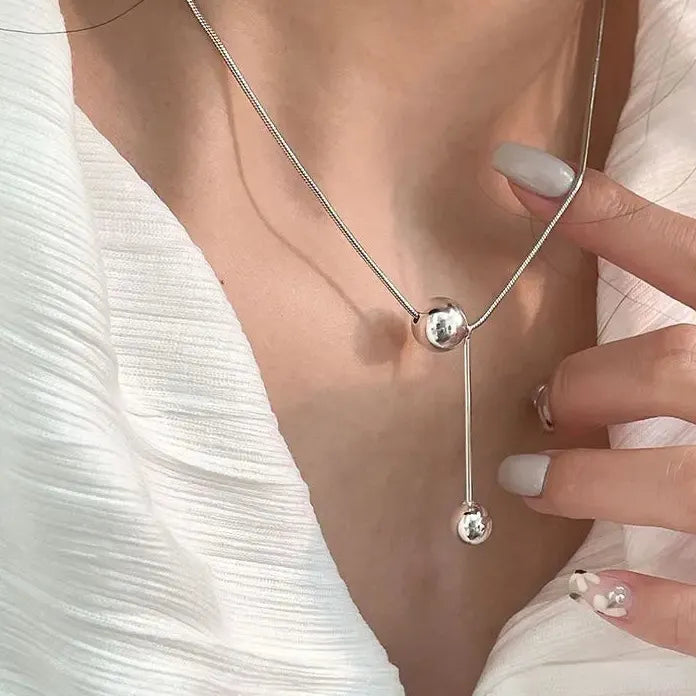 Simple Golden Circle Pendant Stainless Steel Non-Fading Necklace for Women