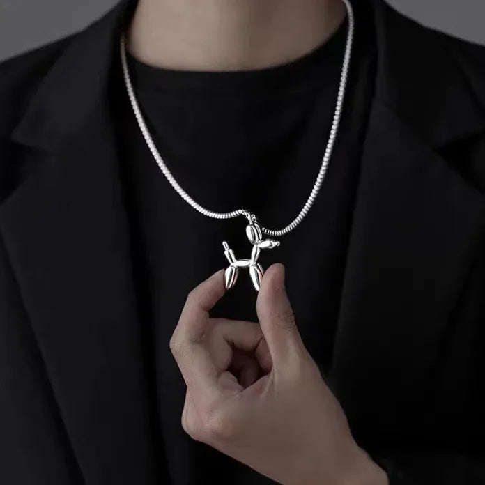 Puzzle Couple Necklace Stainless Steel Pendant Long Chain Unisex Jewelry