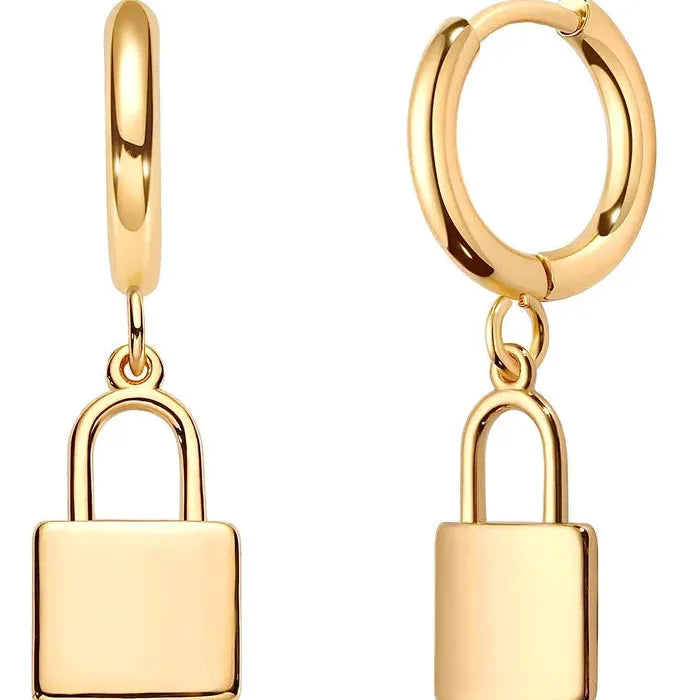 Punk Gothic Zinc Alloy Keylock Pendant Earrings for Men and Women Hip-Hop Jewelry
