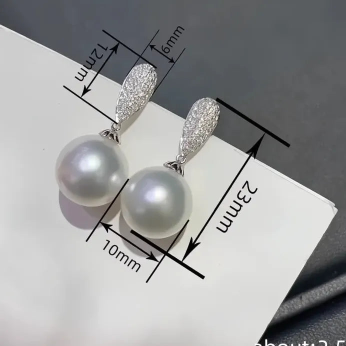Elegant Women Dangle Earrings Simulated Pearl Cubic Zirconia Drop Jewelry