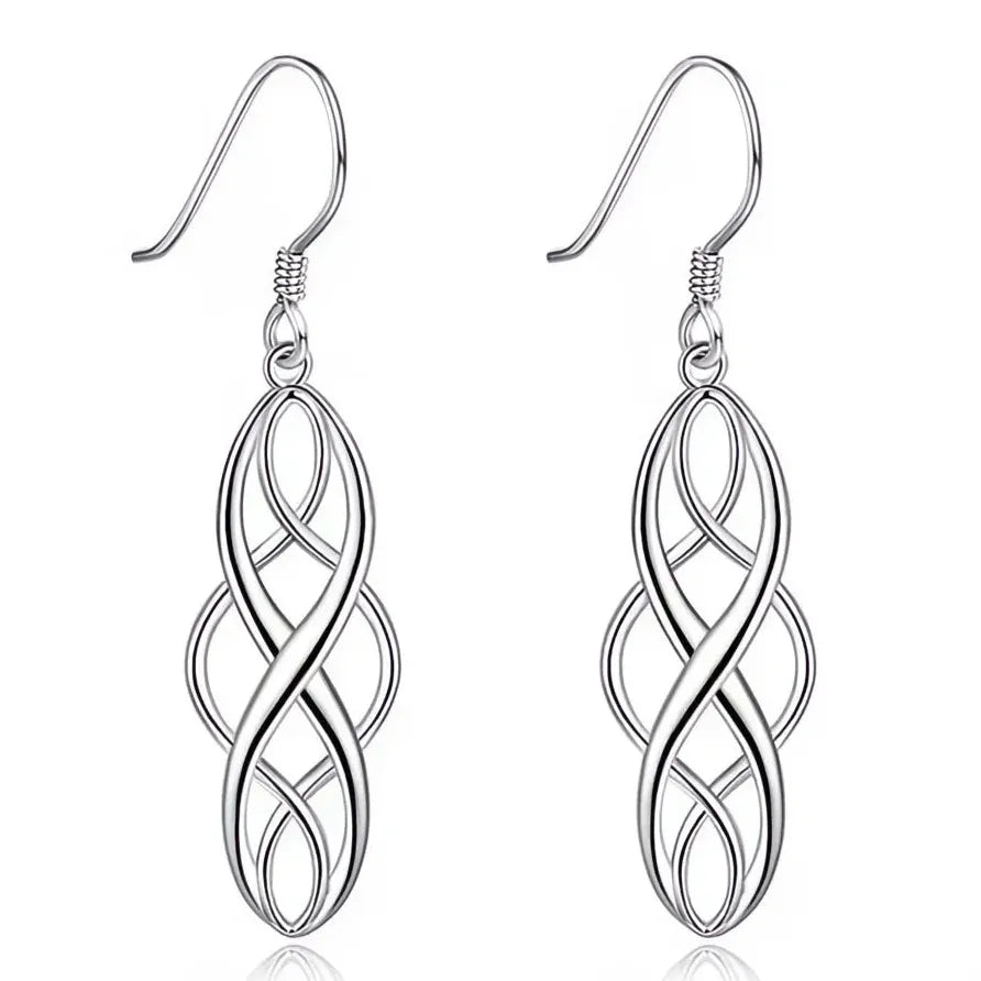 Minimalist Geometric Hollow Silver Metal Dangle Earrings for Women