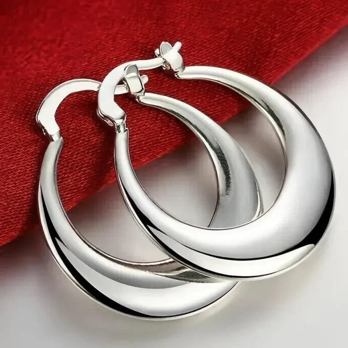 Geometric Metal Hoop Earrings for Women, Silver & Gold Color, Modern Fashion Jewelry
