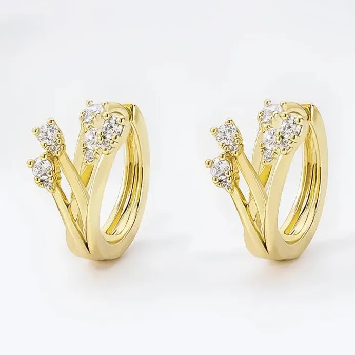 Gold Women Hoop Earrings Cubic Zirconia Geometric Wedding Jewelry