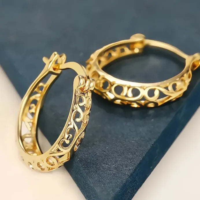 Elegant Geometric Hollow-Out Hoop Earrings Jewelry Gift for Women