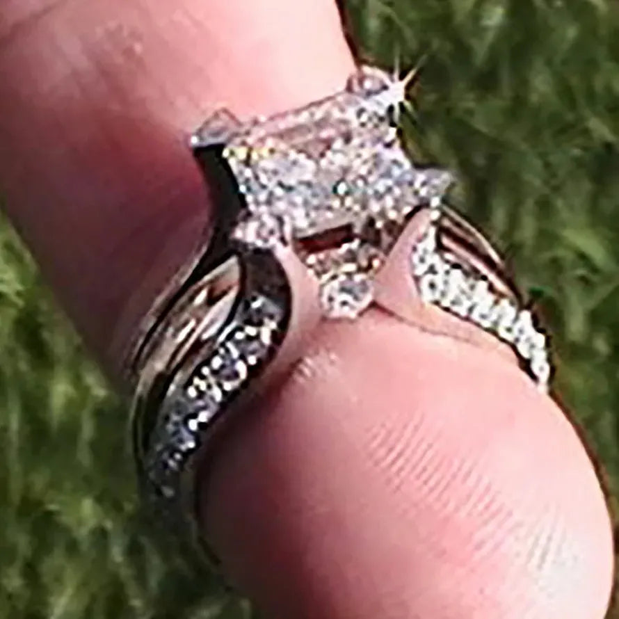 Fashion Copper Wedding Ring for Women Micro Paved Zircon Engagement Jewelry