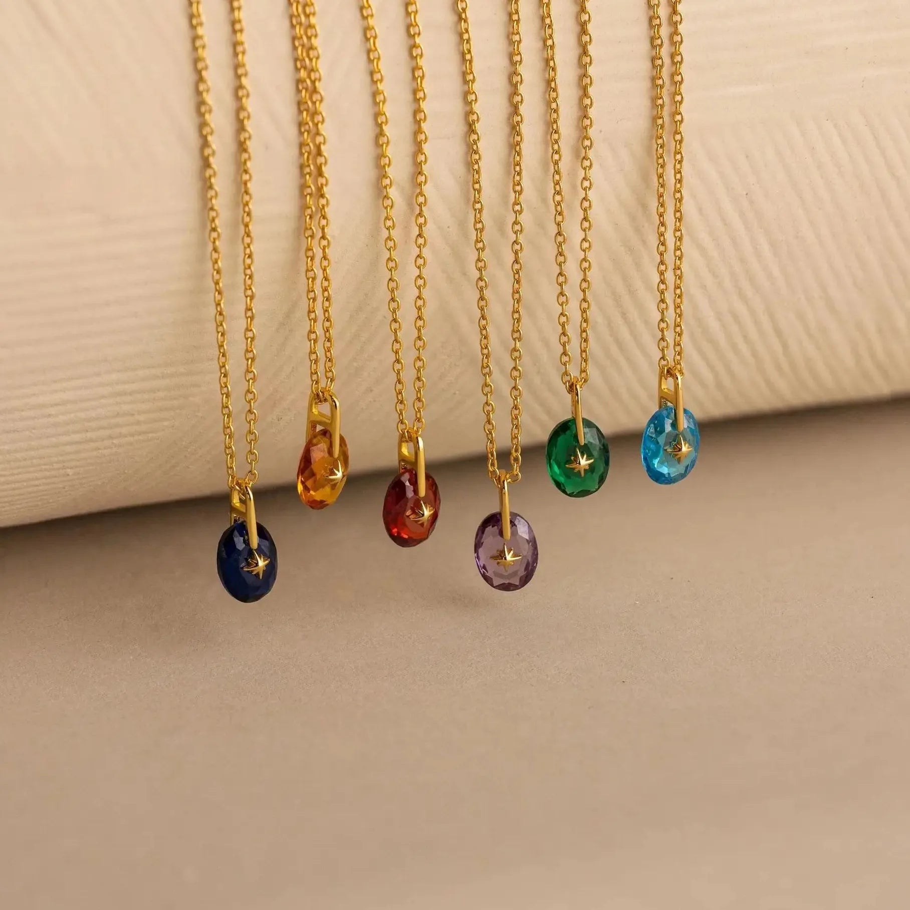 Multi-color Crystal Zircon Oval Pendant Necklace for Women Stainless Steel Jewelry