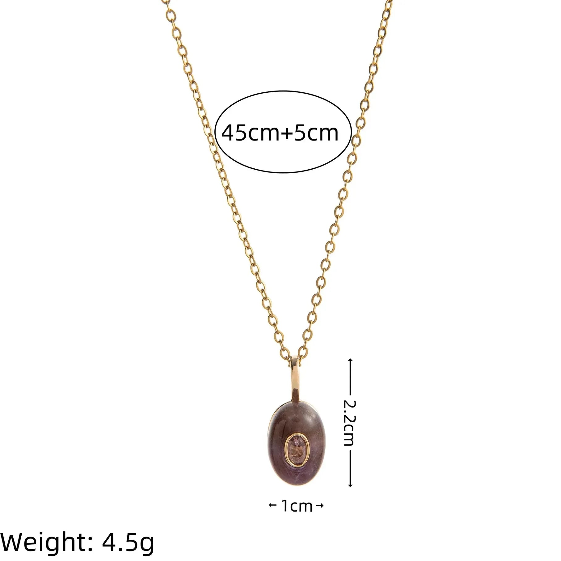 18K Gold Plated Stainless Steel Oval Multicolor Zircon Pendant Necklace Choker