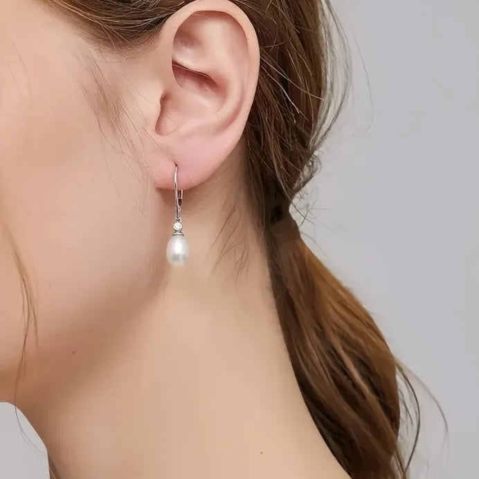 Elegant Oval Imitation Pearl Drop Earrings for Women Wedding Bridal Jewelry