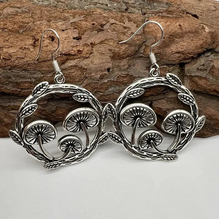 Handmade Bohemian Women's Earrings Zinc Alloy Mushroom Pendant Christmas Gift
