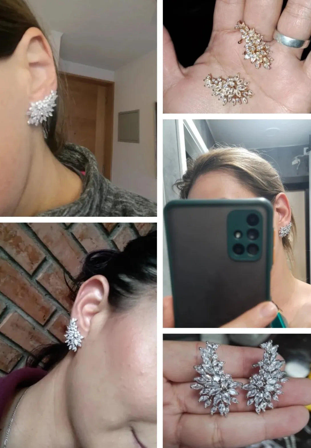 Sparkling Cubic Zirconia Geometric Stud Earrings for Women Wedding Party Jewelry