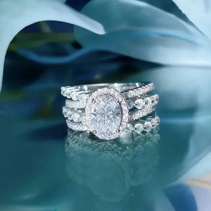Elegant Sparkling White Cubic Zirconia Geometric Cross Wedding Ring for Women
