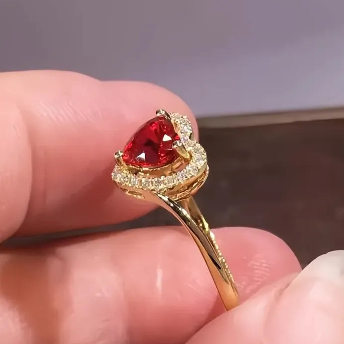 Gold Heart Cubic Zirconia Ring for Women Wedding Engagement Gift