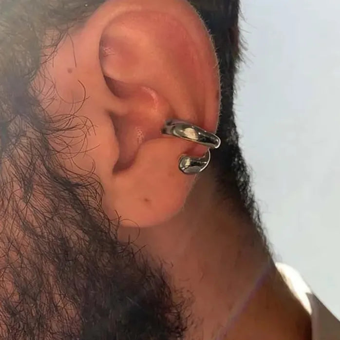Punk Fake Piercing Double Circle Ear Cuff Clip Earrings for Women Men