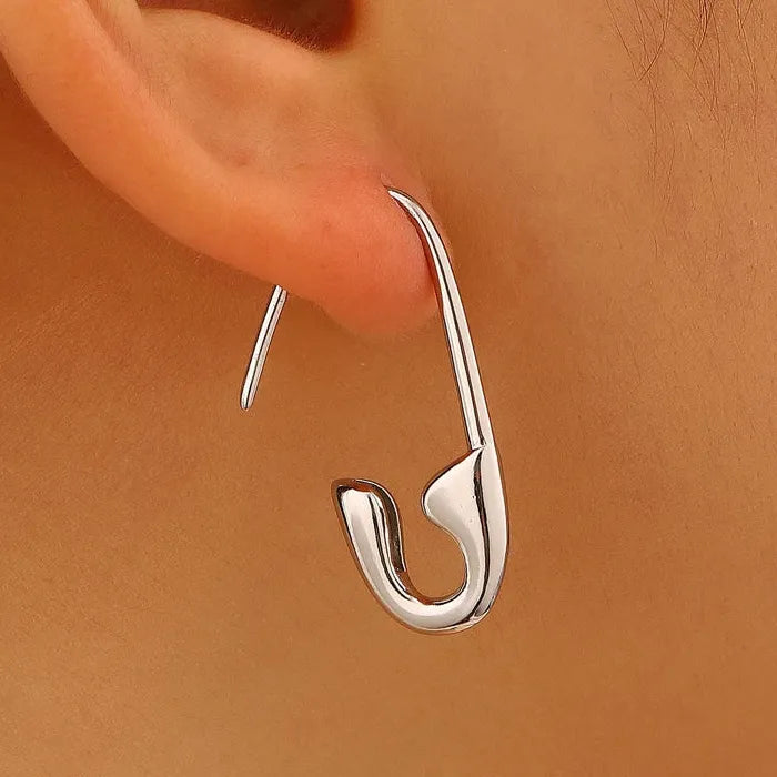 Vintage Zinc Alloy Simple Paperclip Drop Earrings for Women Gift
