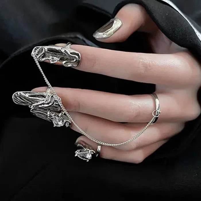 Adjustable Korean Style Geometric Silver Alloy Ring Set for Women Jewelry