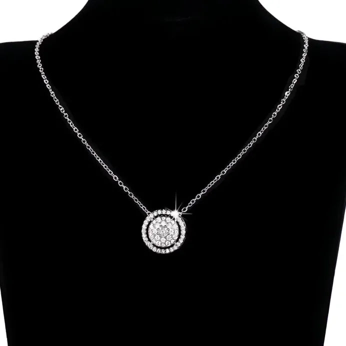Elegant Cubic Zirconia Pendant Necklace Silver Chain Wedding Jewelry Gift