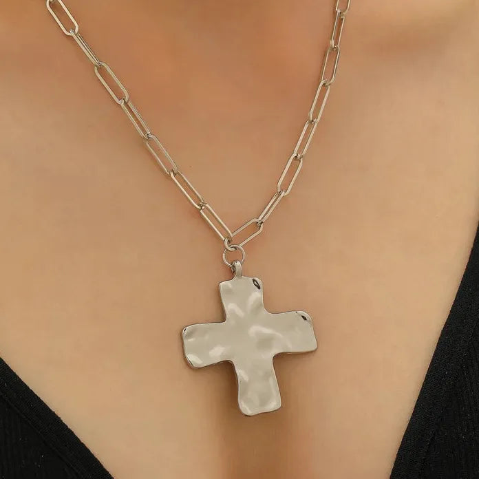 Irregular Cross Geometric Pendant Necklace Women Zinc Alloy Choker 2025