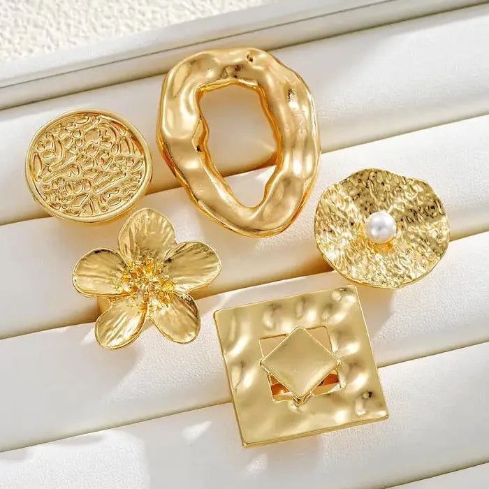 5Pcs Adjustable Hollow Square Skeleton Rings for Women Fashion Jewelry